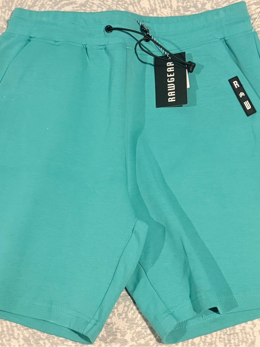 RawGear Tech Terry Gym Shorts NWT Large Aqua Teal Blue